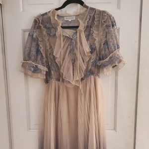 WE KNOW IT ALL GRADIENT PLEATED MESH TULLE DRESS